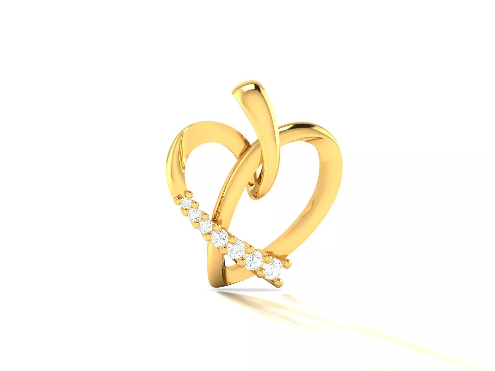 Pendant-851 diamond heart pendant gold 3D print model_0