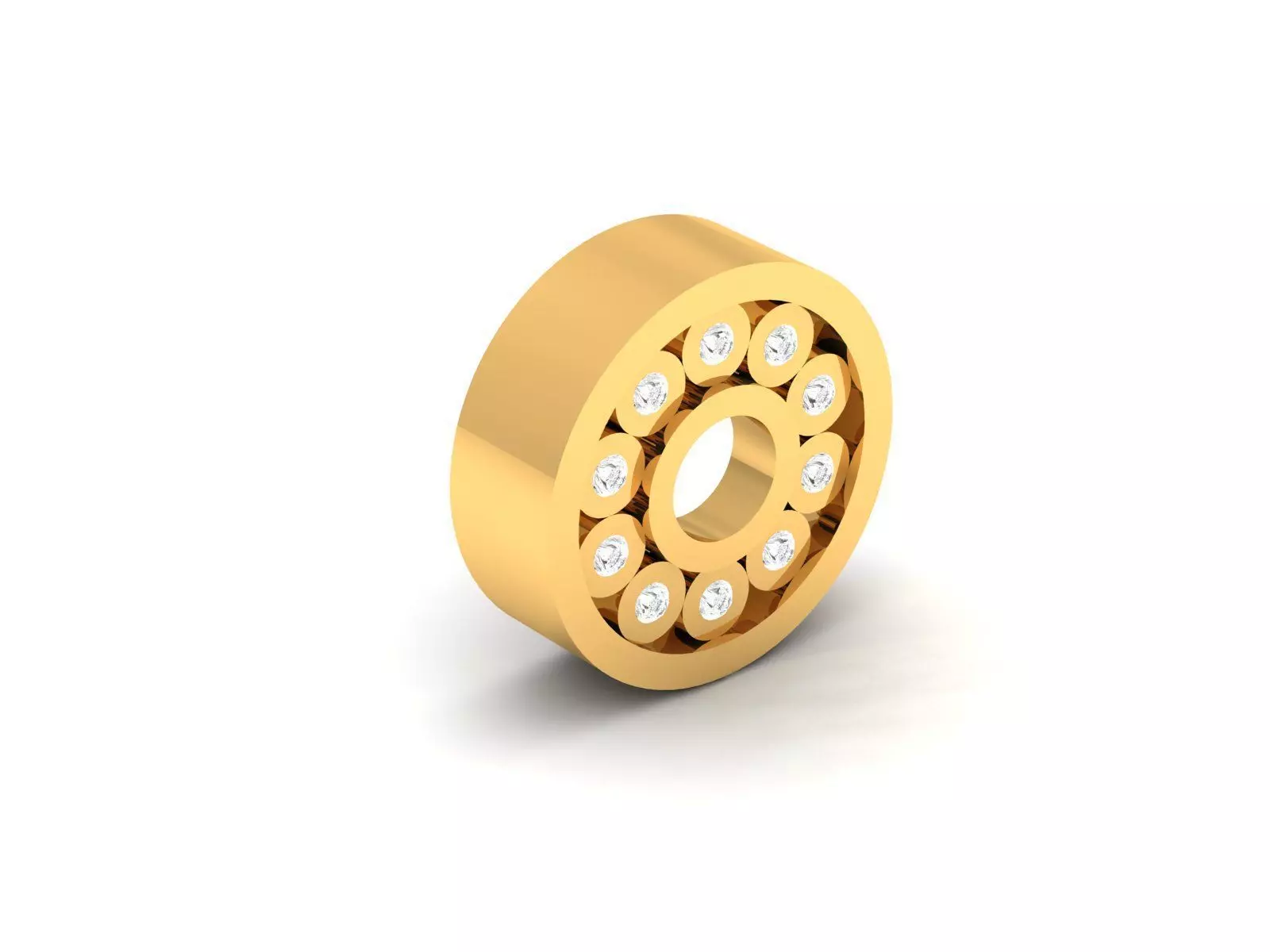 Pendant-828 gold ball bearing with diamonds 3D print model_0