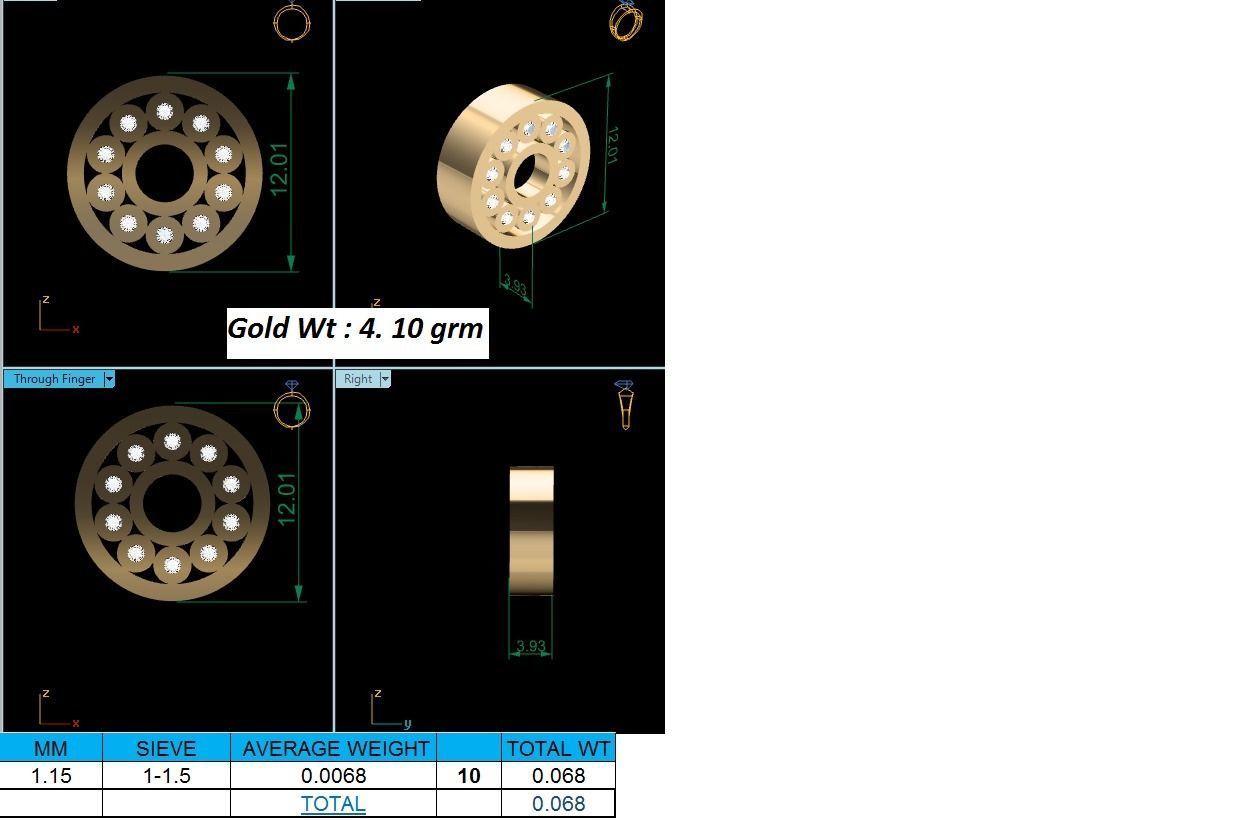 Pendant-828 gold ball bearing with diamonds 3D print model_1