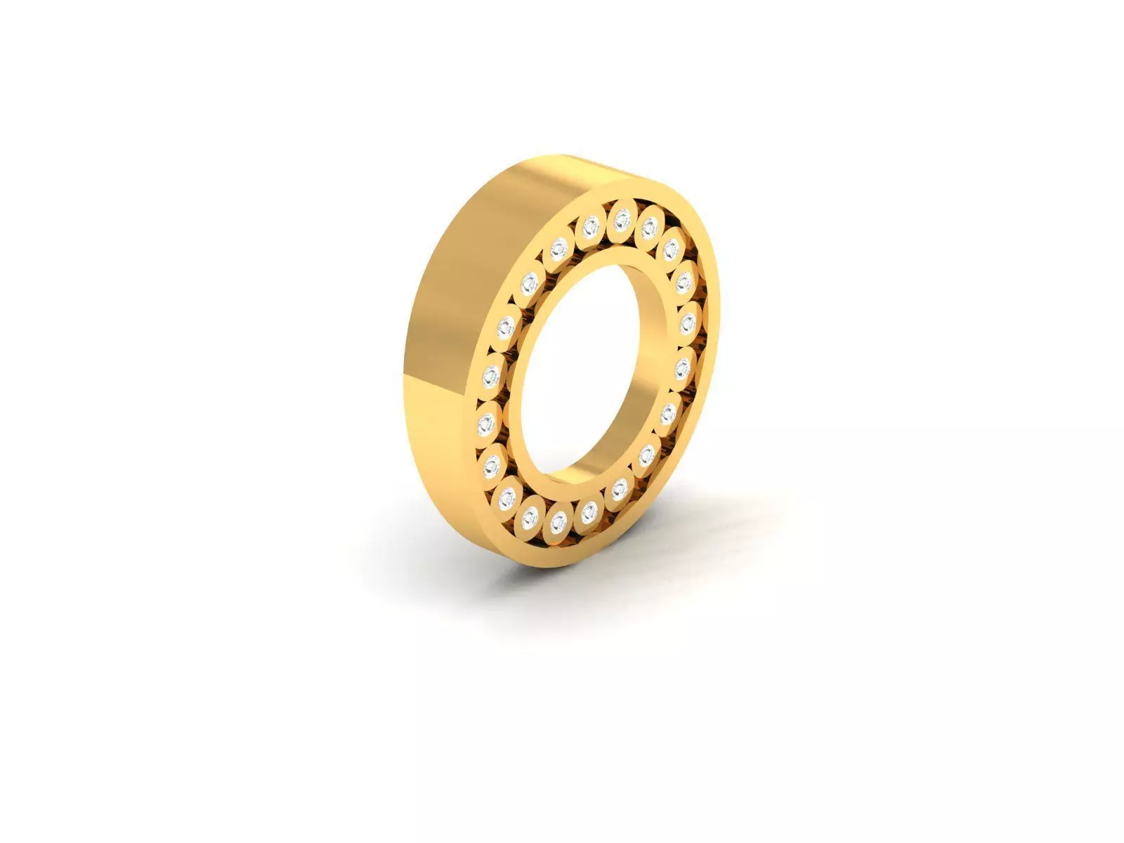 Pendant-827 gold ball bearing ring with diamonds 3D print model_0