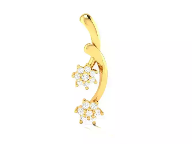 Pendant-592 gold flower earring with diamonds