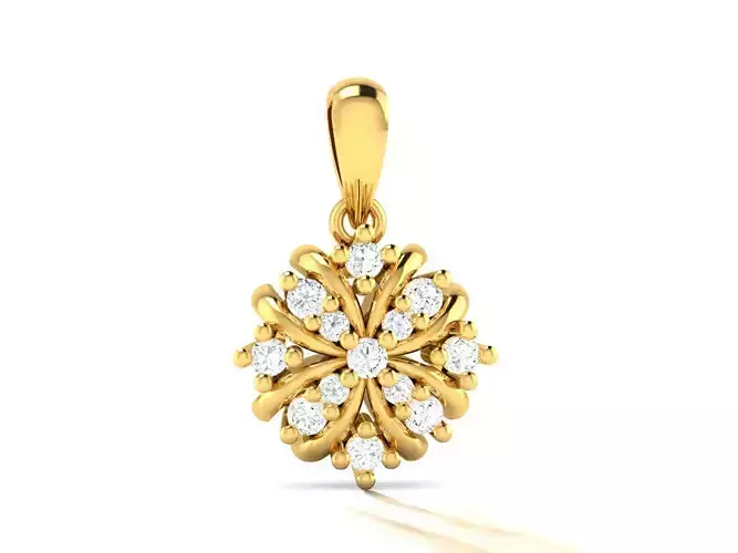 Pendant-589 diamond flower pendant gold