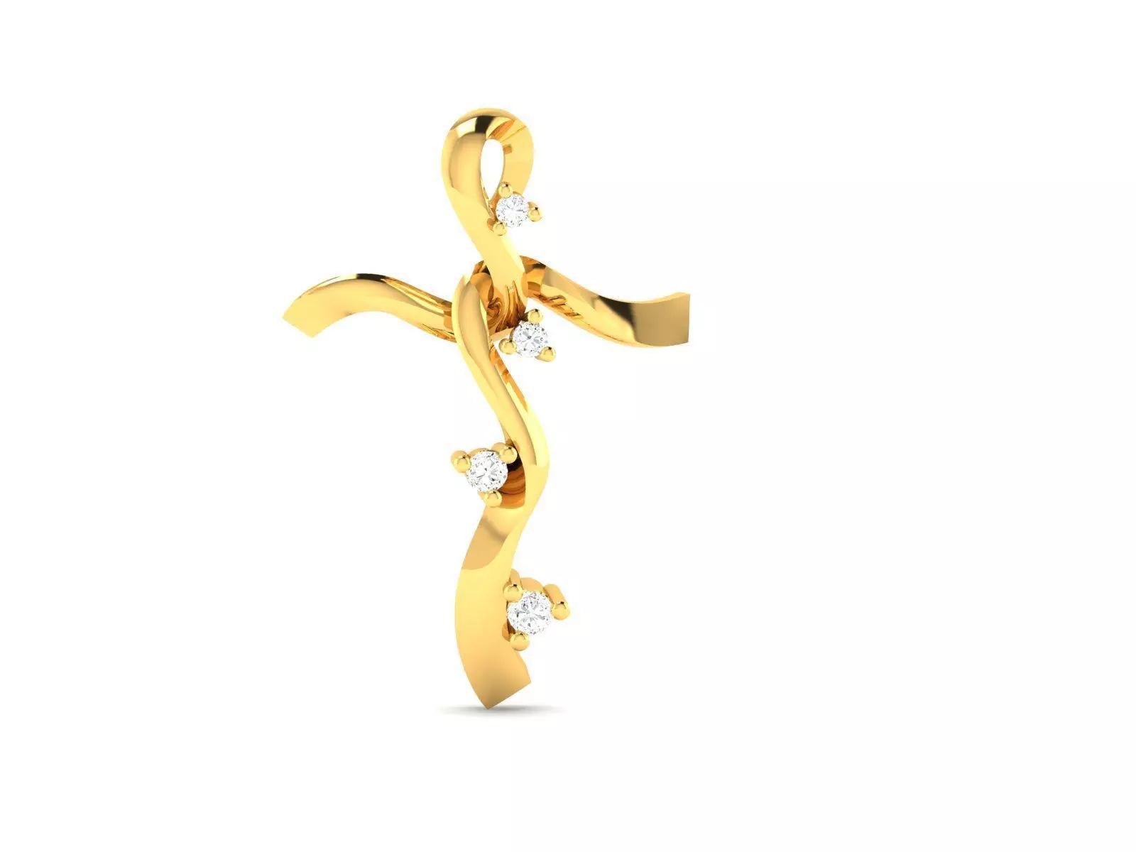 Pendant-488 gold cross pendant with diamonds 3D print model_0