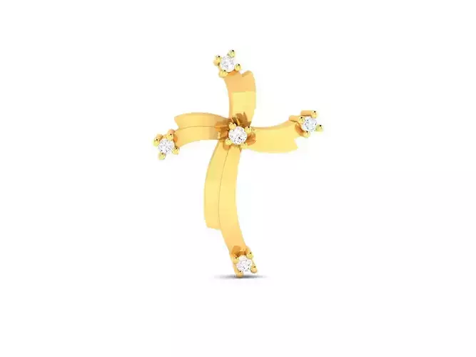 Pendant-477 gold cross pendant with diamonds