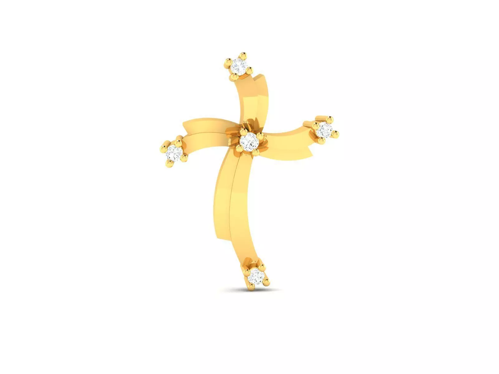 Pendant-477 gold cross pendant with diamonds 3D print model_0