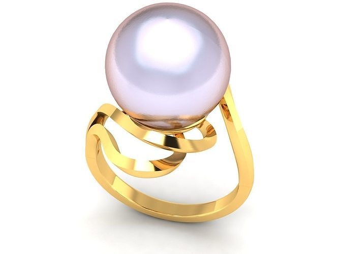 Ring-1376 tahitian pearl ring gold 3D print model