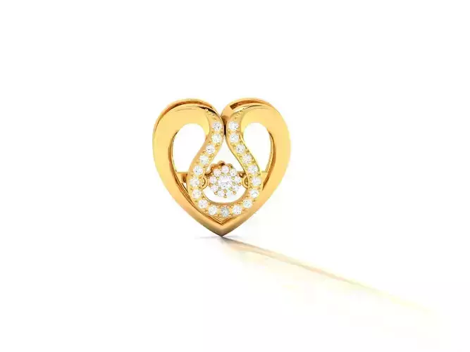 Pendant-1357 heart shaped pendant gold with diamonds 3D print model