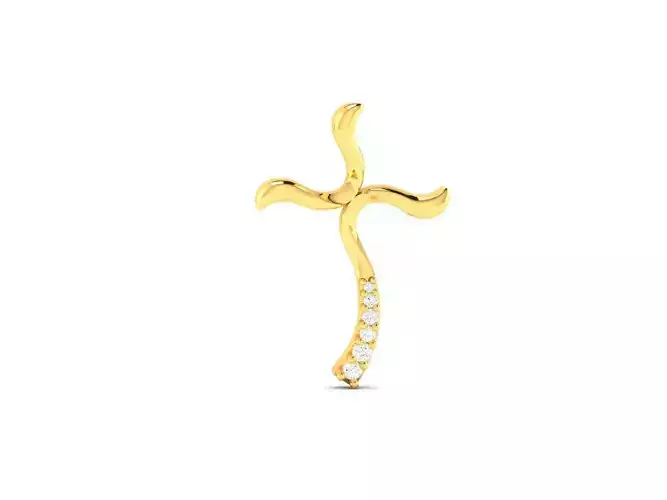 Pendant-526 gold cross pendant with diamonds