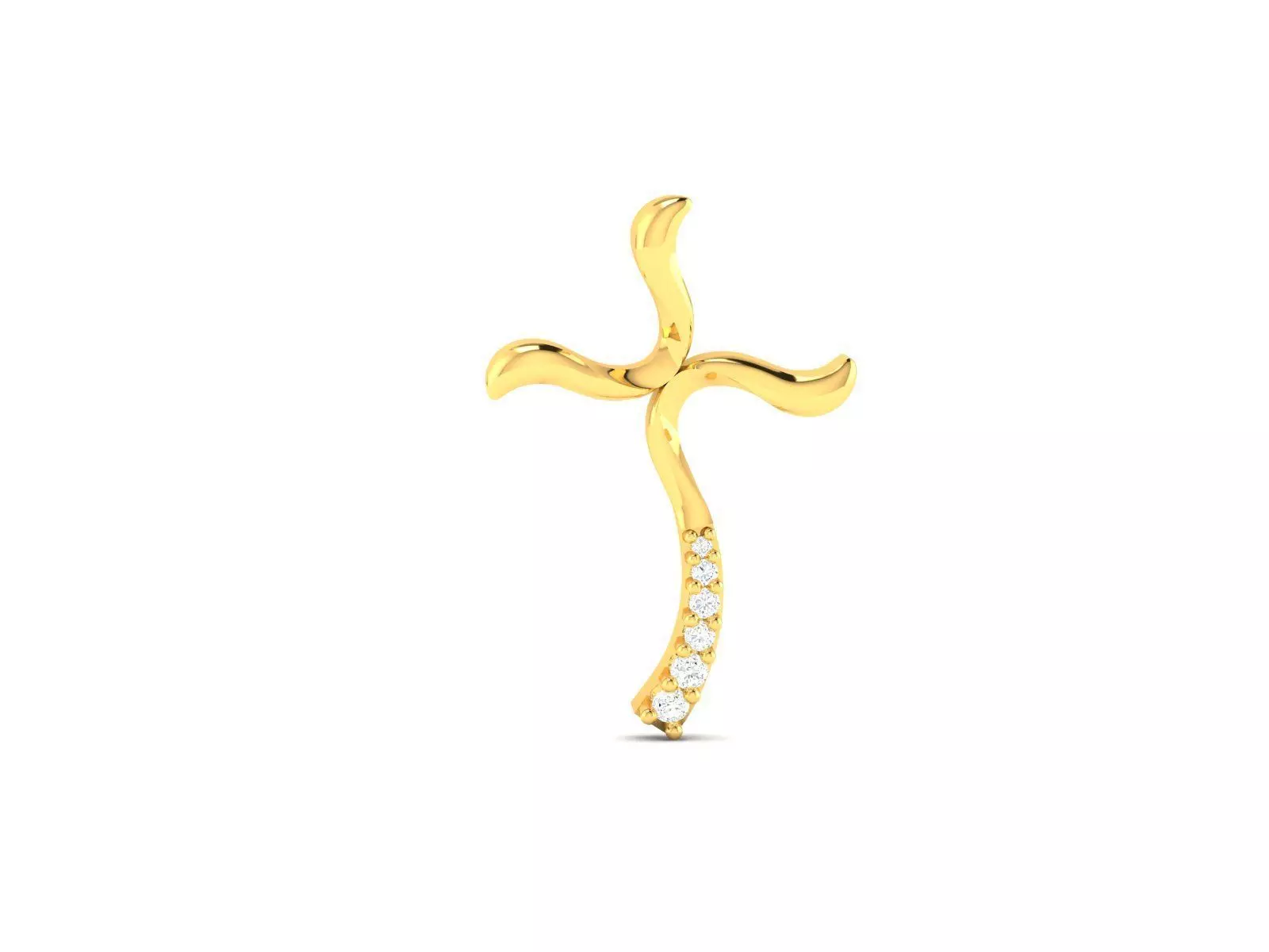 Pendant-526 gold cross pendant with diamonds 3D print model_0