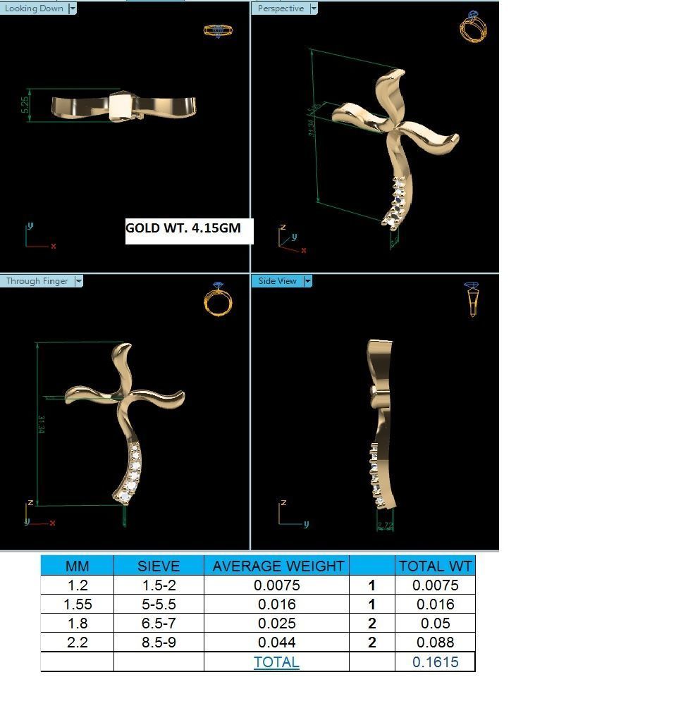 Pendant-526 gold cross pendant with diamonds 3D print model_1