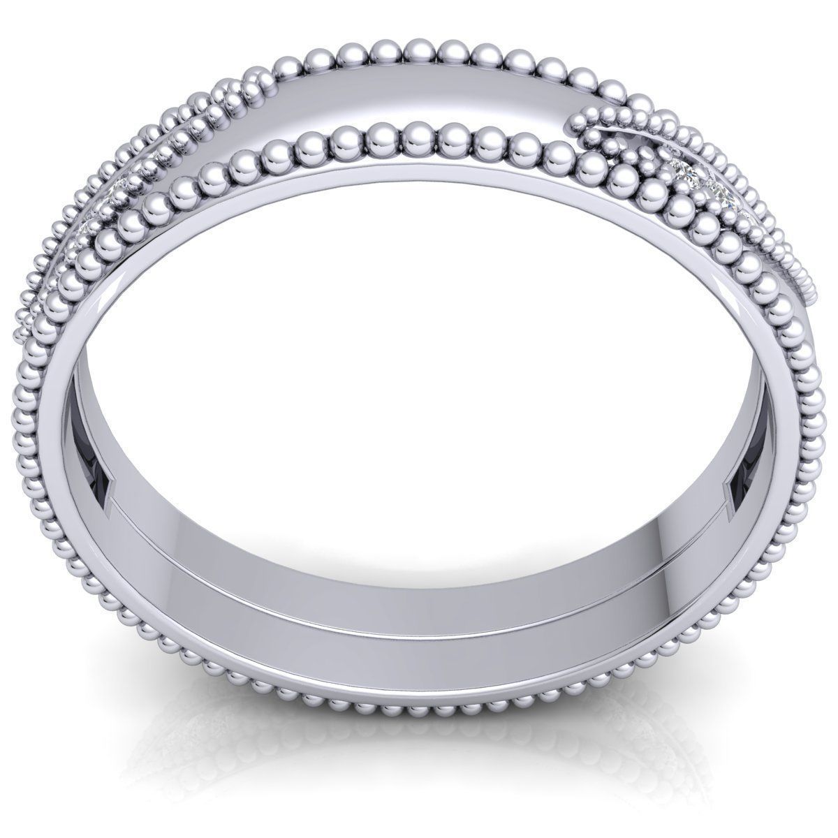 Band 9 sterling silver wedding with beading 3D print model_7