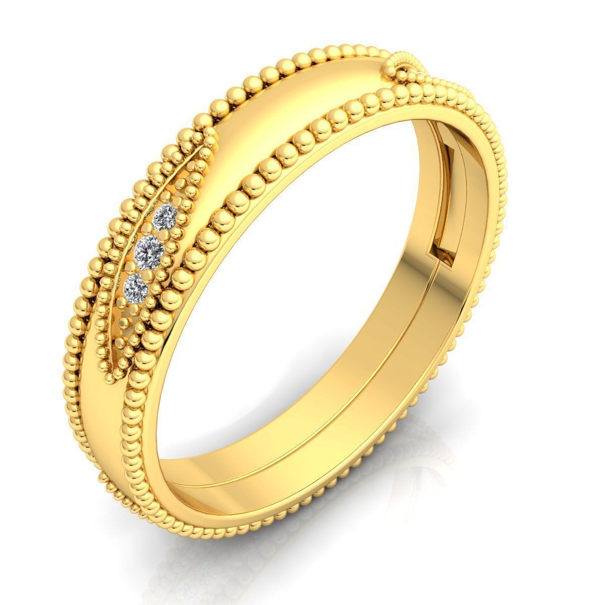 Band 9 sterling silver wedding with beading 3D print model_6