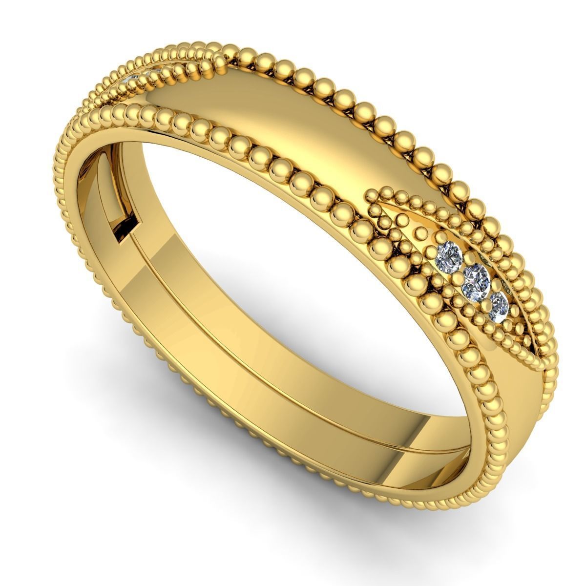 Band 9 sterling silver wedding with beading 3D print model_1