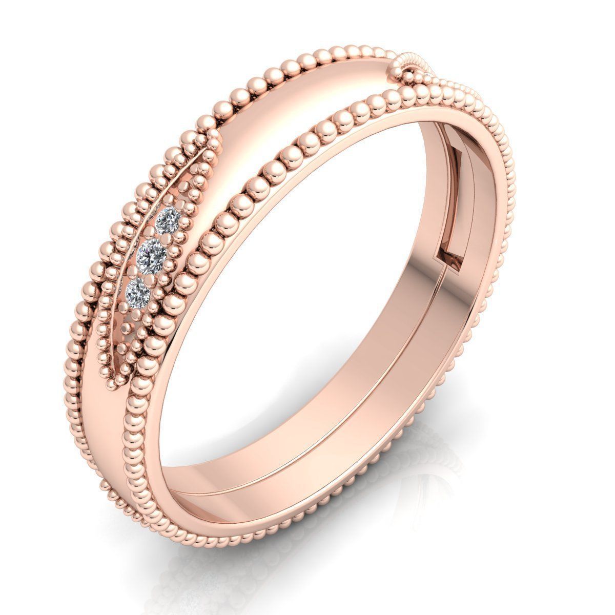 Band 9 sterling silver wedding with beading 3D print model_5