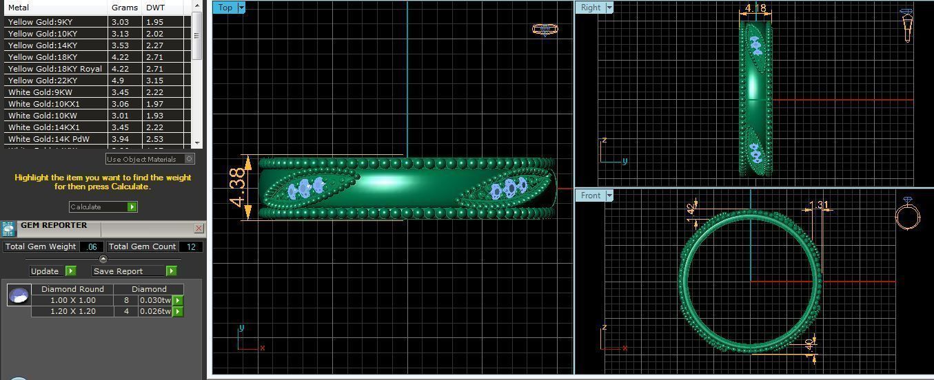 Band 9 sterling silver wedding with beading 3D print model_4