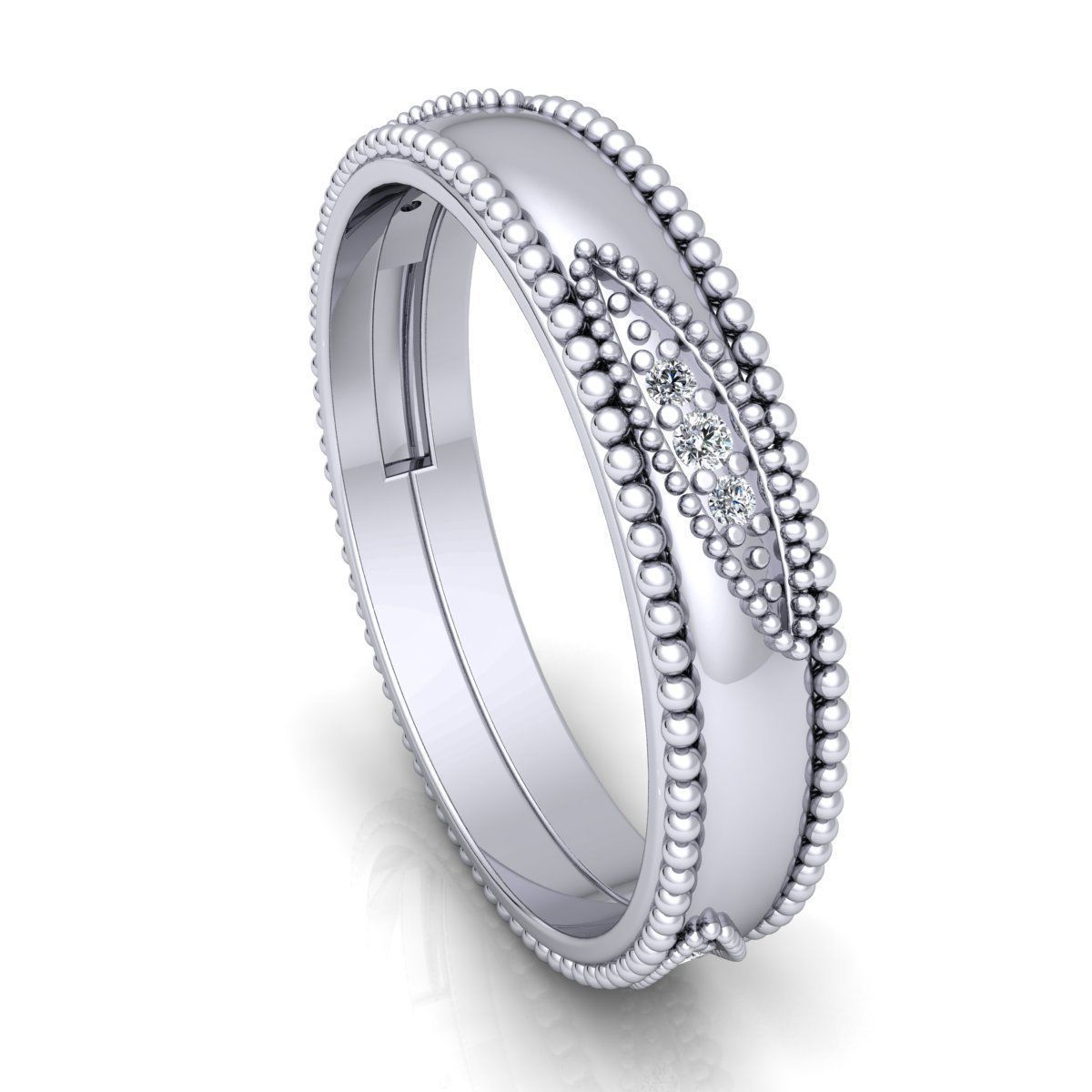 Band 9 sterling silver wedding with beading 3D print model_13