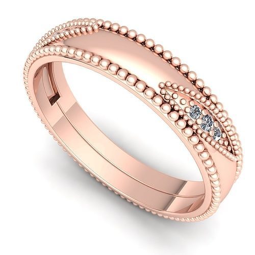 Band 9 sterling silver wedding with beading 3D print model
