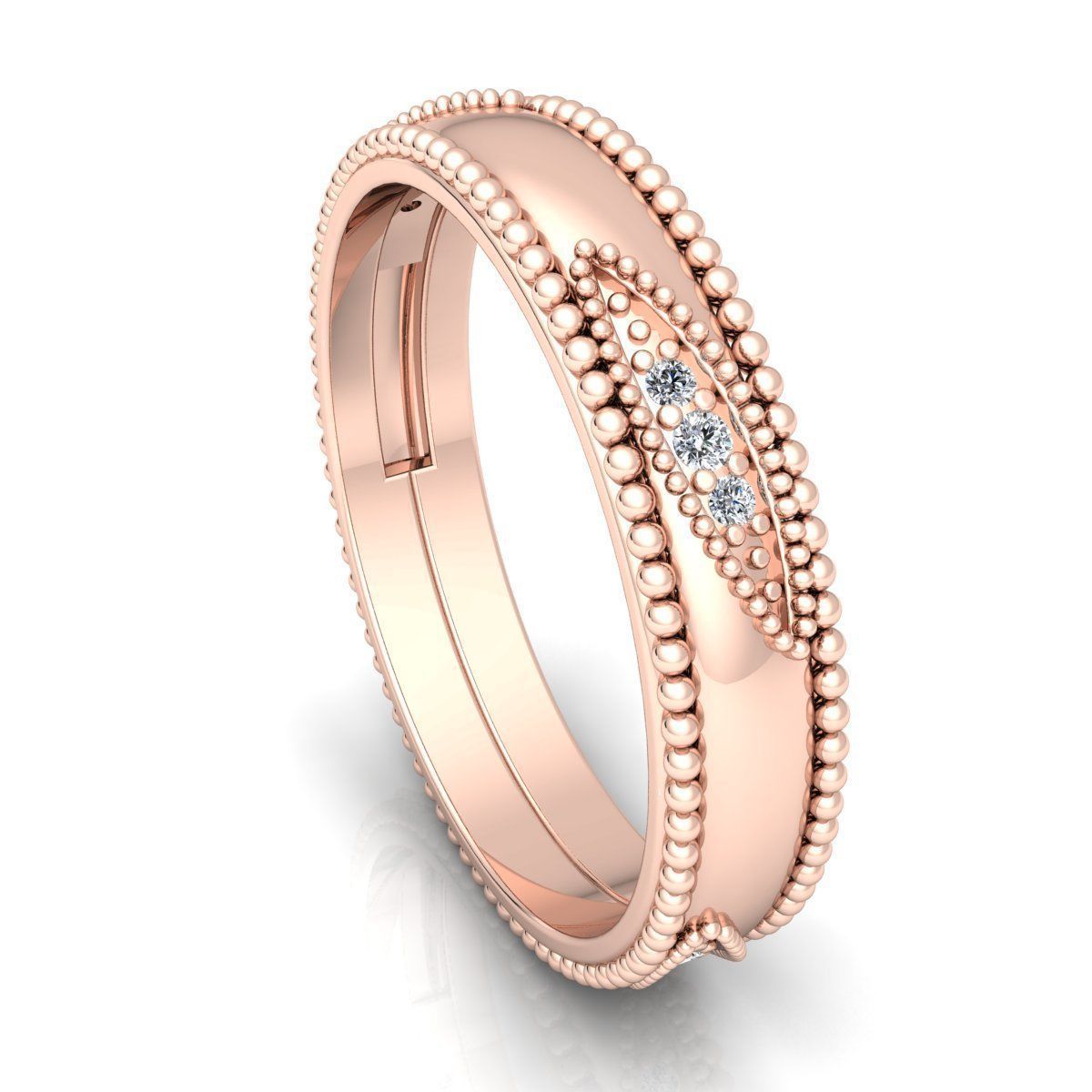Band 9 sterling silver wedding with beading 3D print model_14