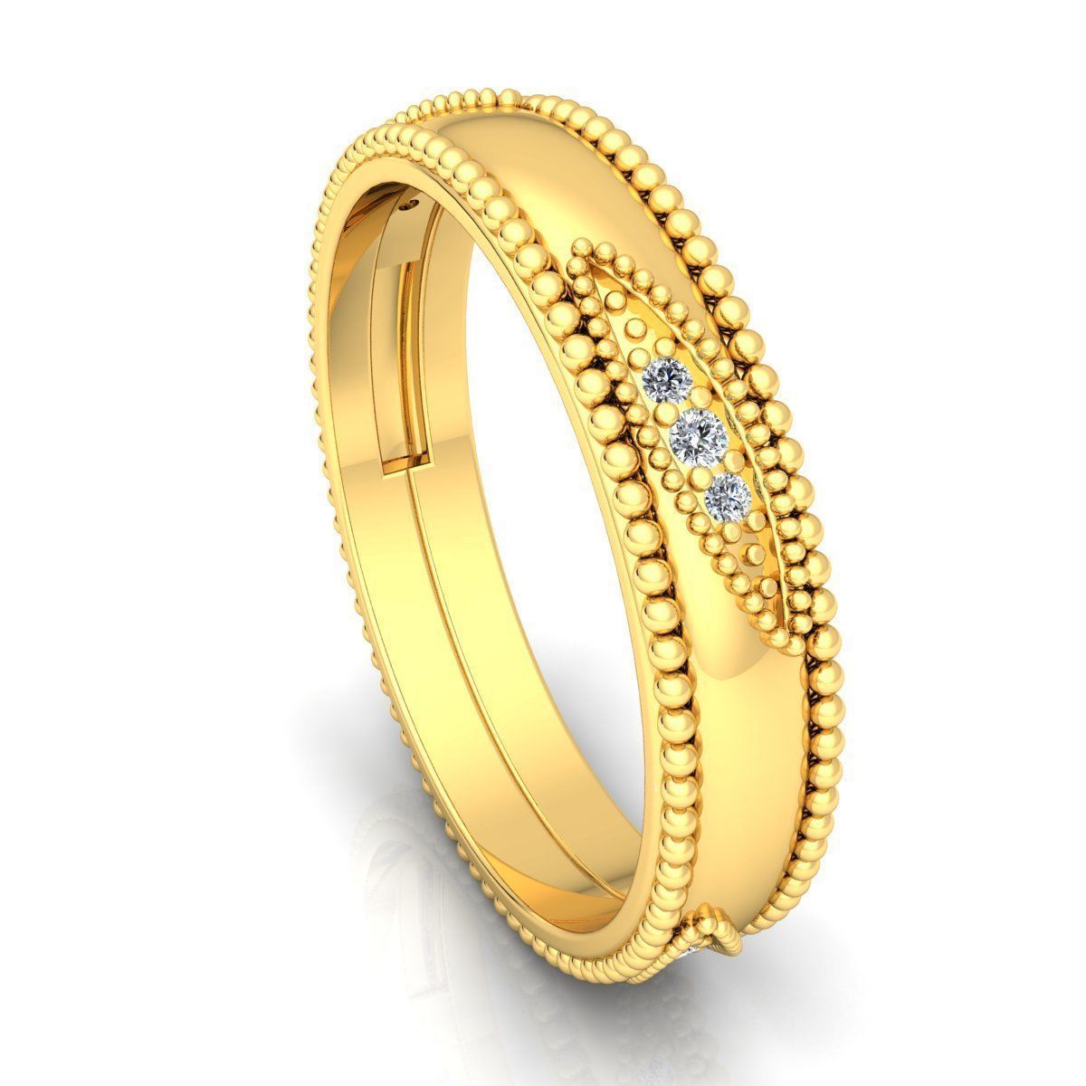 Band 9 sterling silver wedding with beading 3D print model_15