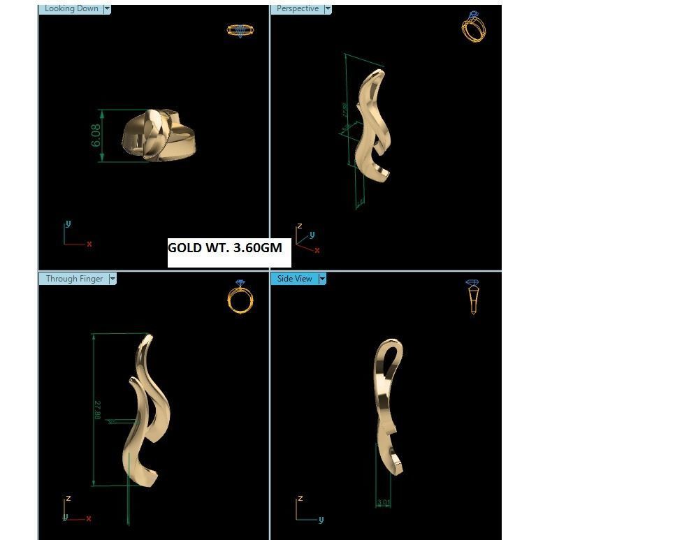 Pendant-519 gold - plated pendant with elongated shape 3D print model_1