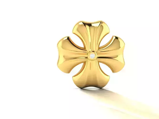 Pendant-97 gold cross pendant with diamond in center