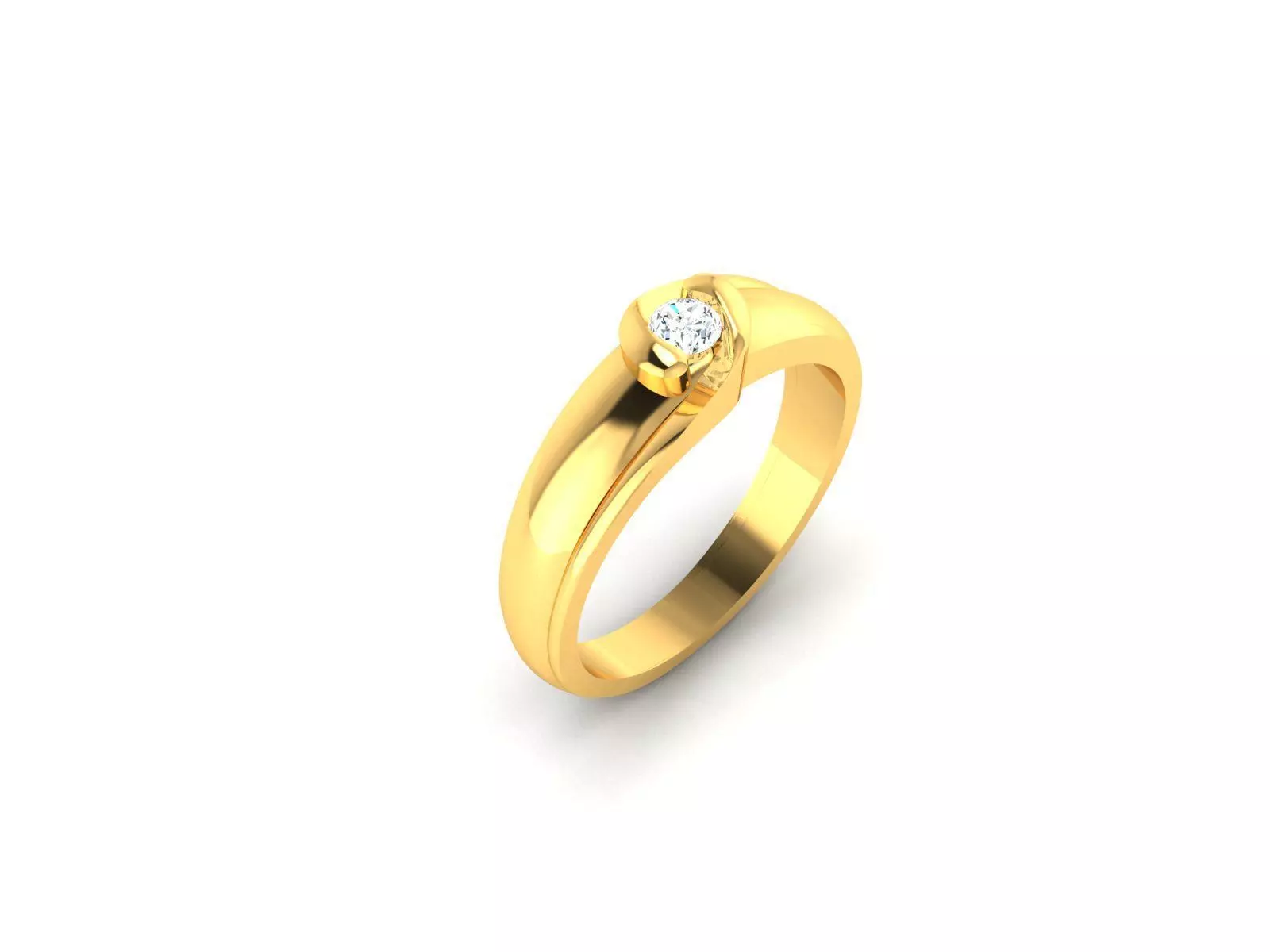 Ring-85 gold ring with diamond 3D print model_0