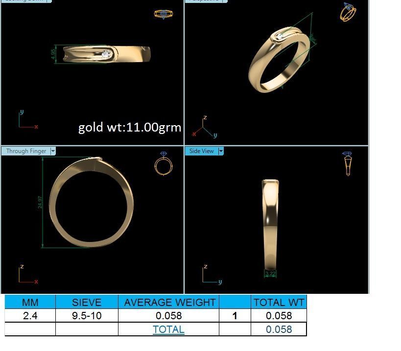 Ring-81 gold ring with diamond 3D print model_1