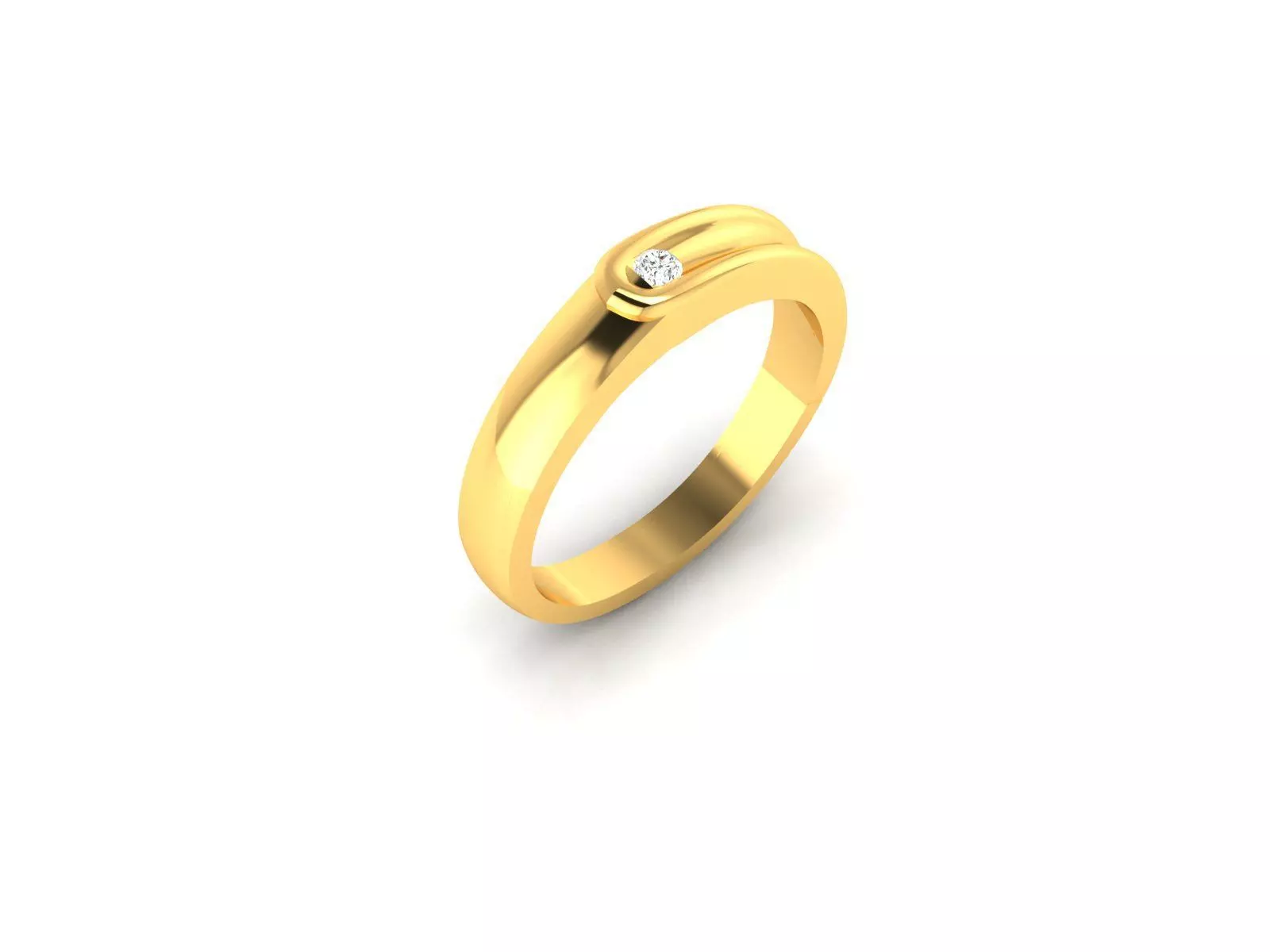 Ring-81 gold ring with diamond 3D print model_0