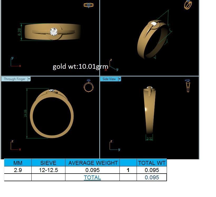 Ring-80 diamond ring gold 3D print model_1