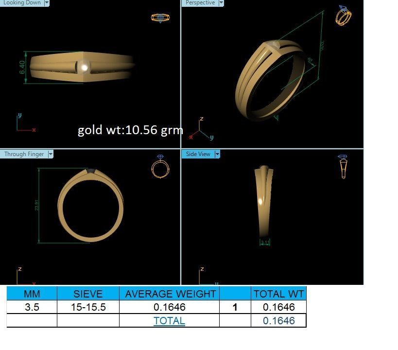Ring-80 diamond ring gold 3D print model_3