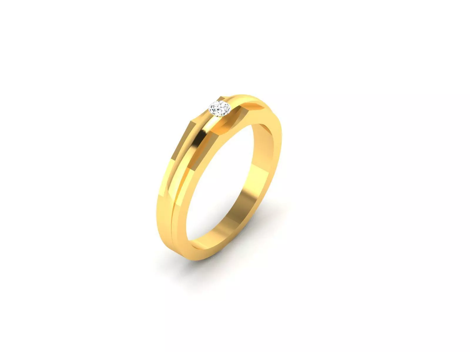 Ring-77 gold ring with diamond 3D print model_0
