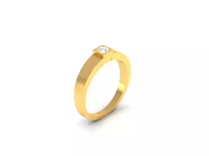 Ring-72 gold ring with square cut diamond