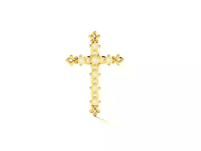 Pendant-447 gold cross with diamonds