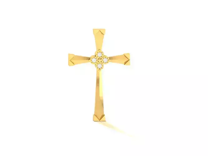 Pendant-445 gold cross pendant with diamonds