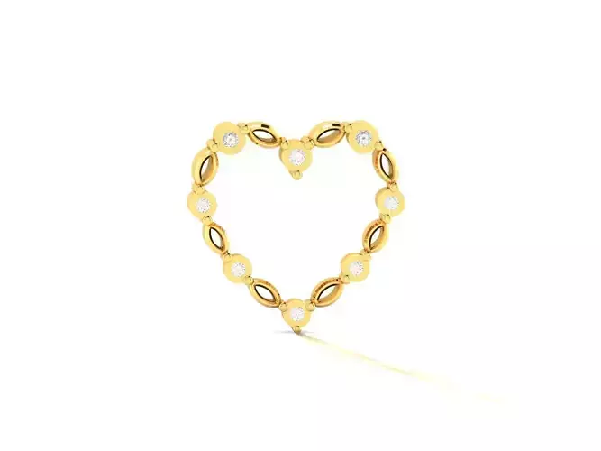 Pendant-439 gold heart shaped earring with diamonds 3D print model