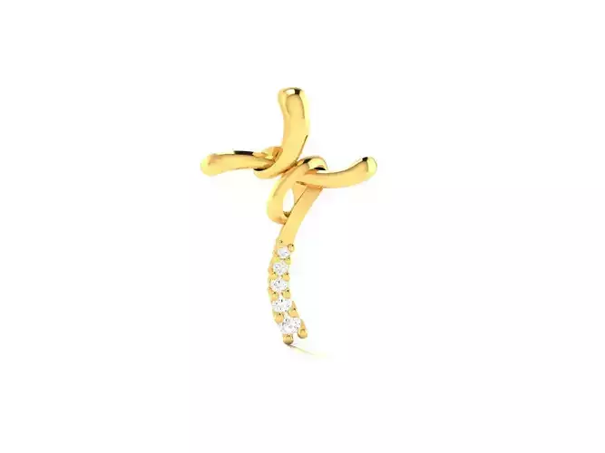 Pendant-437 gold and diamond stud earring 3D print model