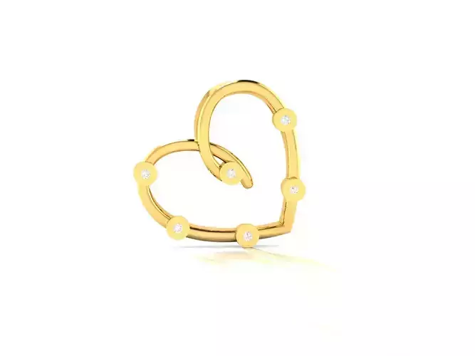 Pendant-431 gold heart shaped pendant with diamonds 3D print model