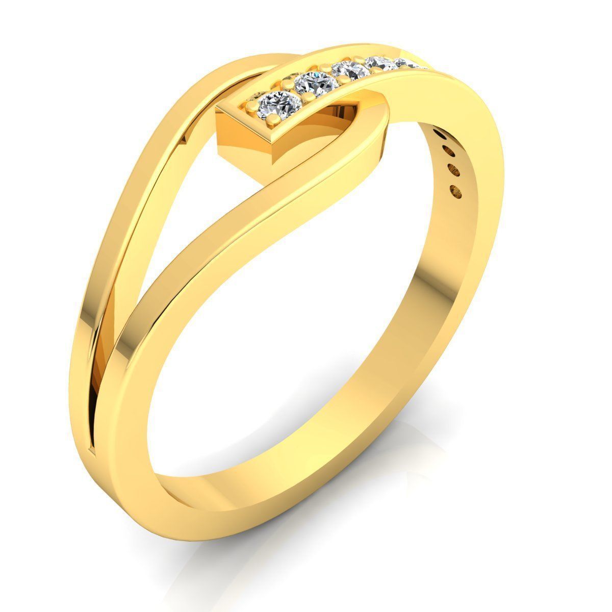 Band 2 elegant rose gold diamond ring 3D print model_5