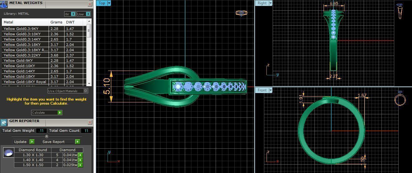 Band 2 elegant rose gold diamond ring 3D print model_1