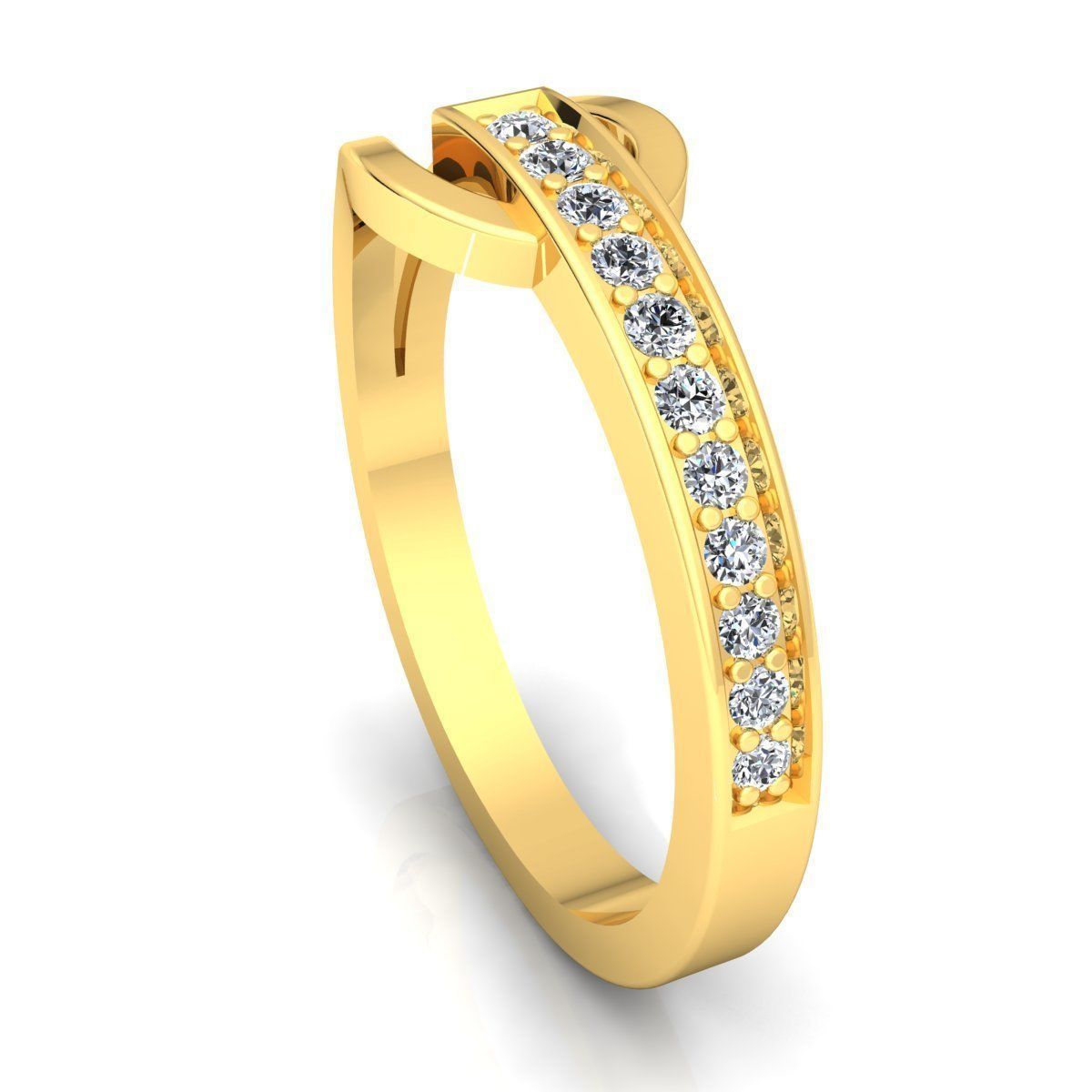 Band 2 elegant rose gold diamond ring 3D print model_12