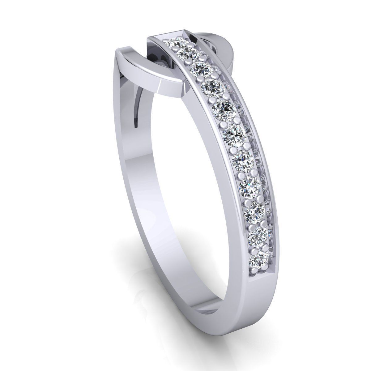 Band 2 elegant rose gold diamond ring 3D print model_11