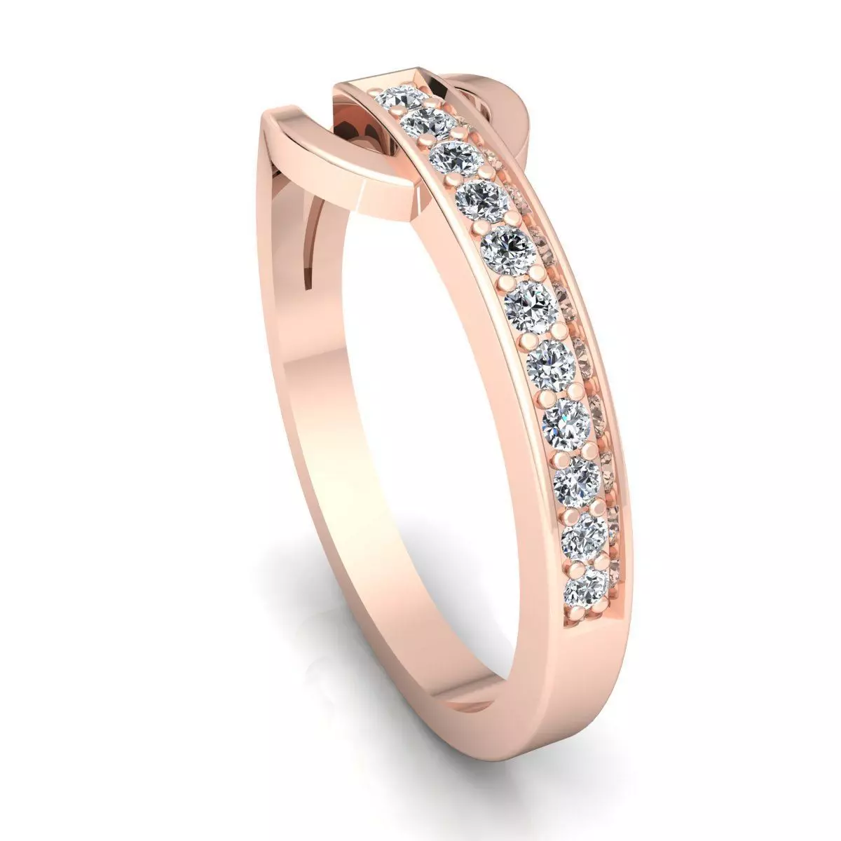 Band 2 elegant rose gold diamond ring 3D print model_0