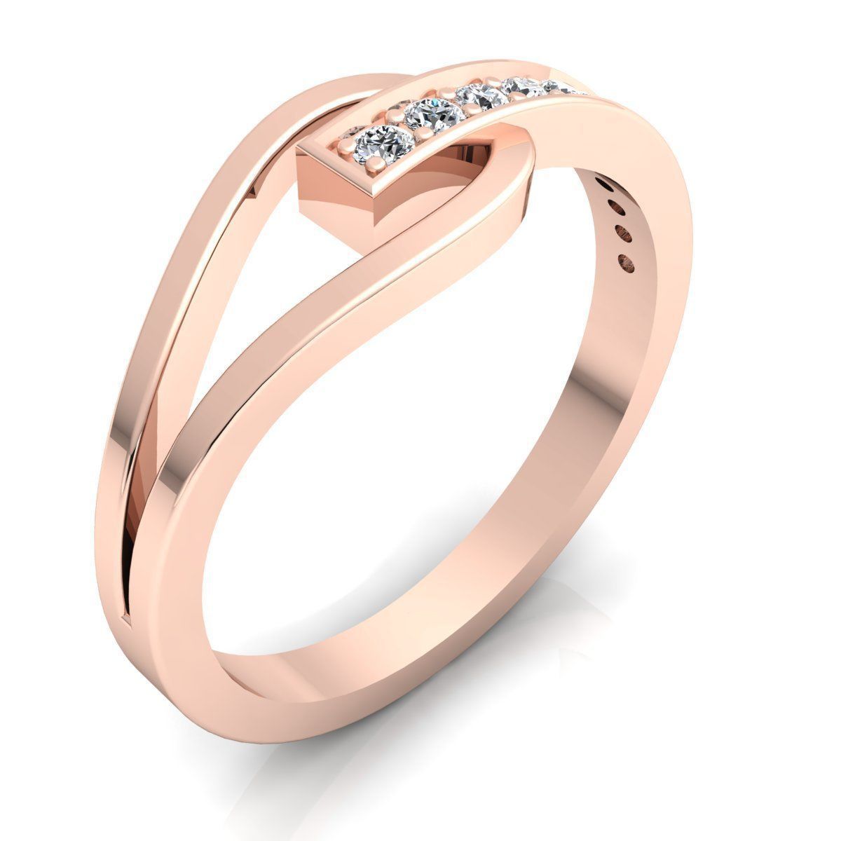 Band 2 elegant rose gold diamond ring 3D print model_4