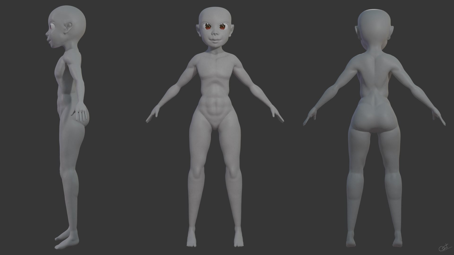 Body Male - Female Low-poly 3D model_4