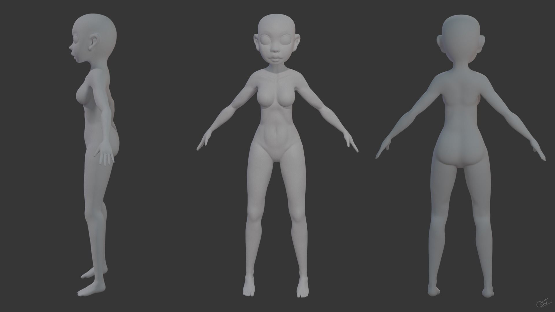 Body Male - Female Low-poly 3D model_2