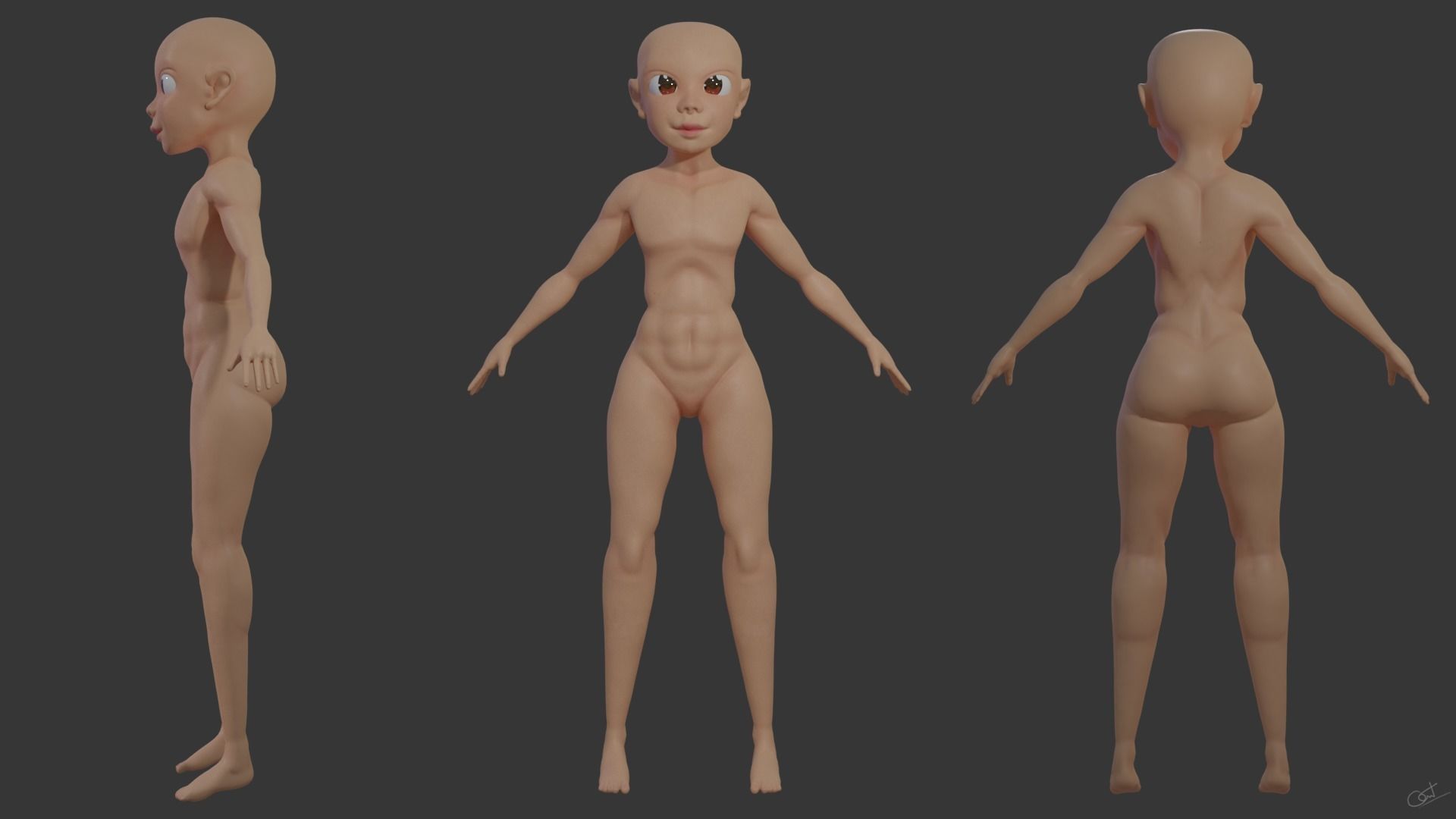 Body Male - Female Low-poly 3D model_3