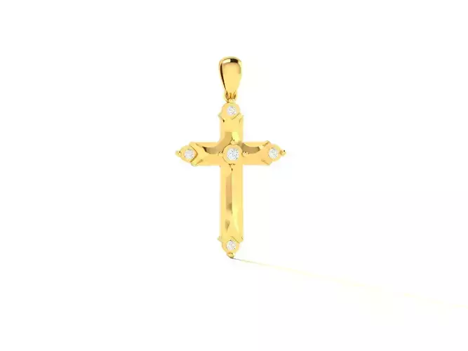 Pendant-418 gold cross pendant with diamonds