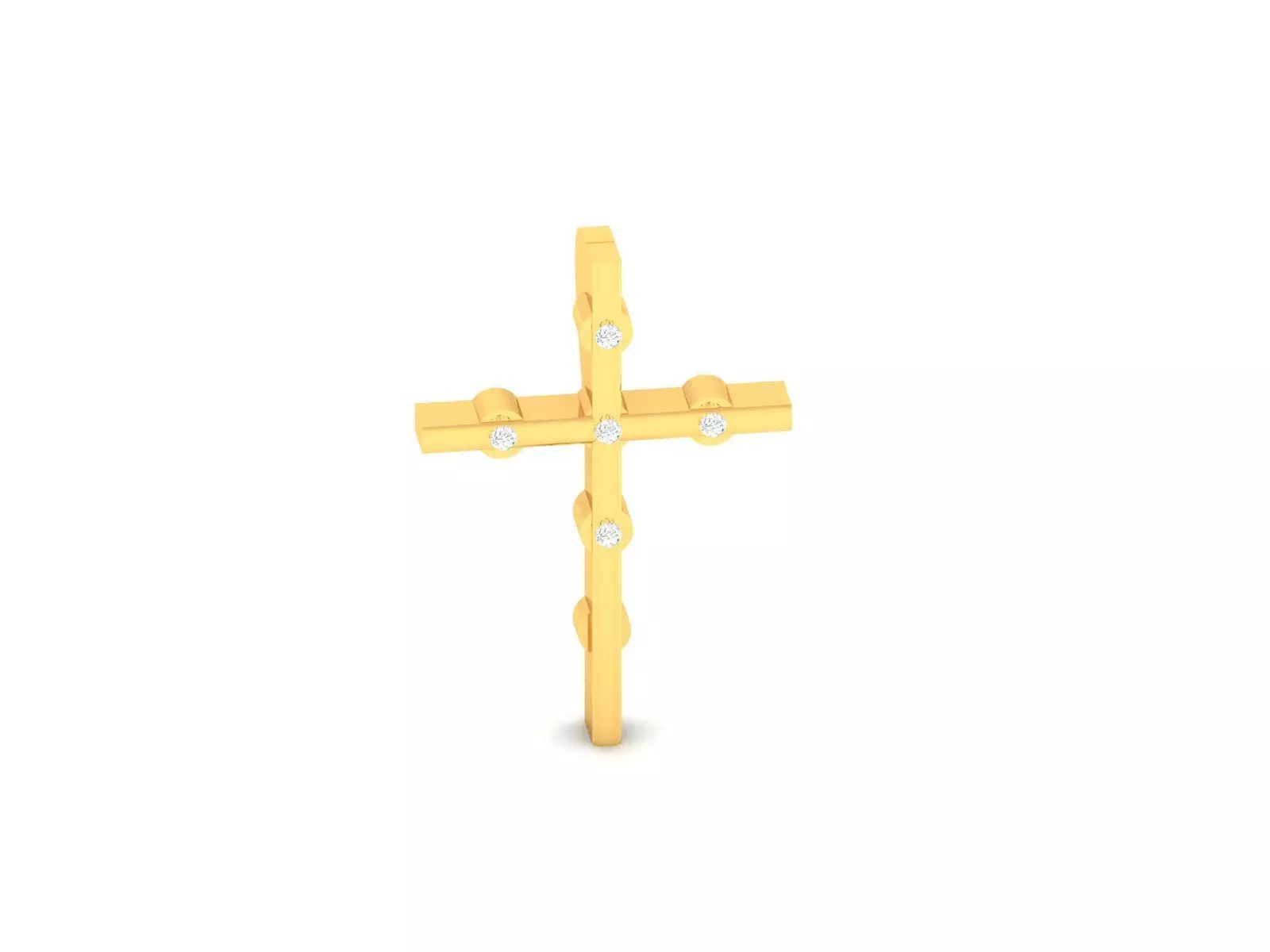 Pendant-416 gold cross with diamonds 3D print model_0