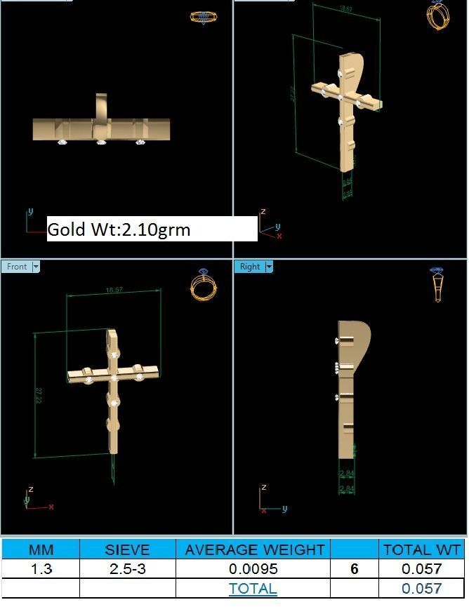 Pendant-416 gold cross with diamonds 3D print model_1