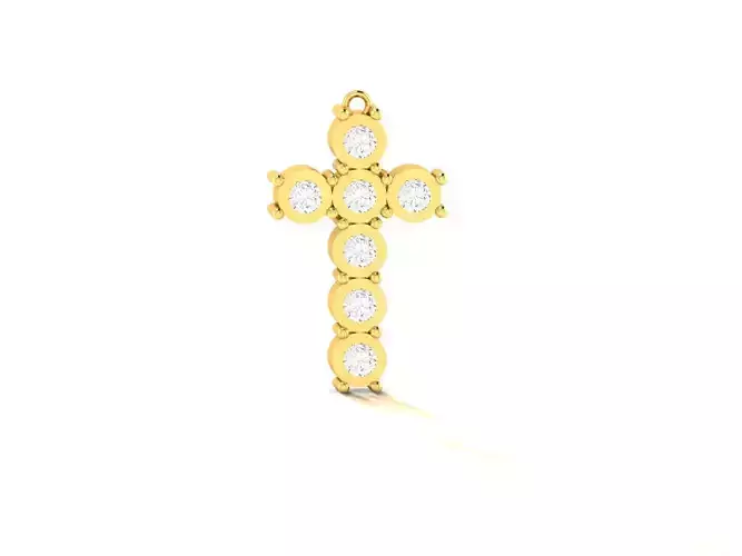 Pendant-415 gold cross pendant with diamonds